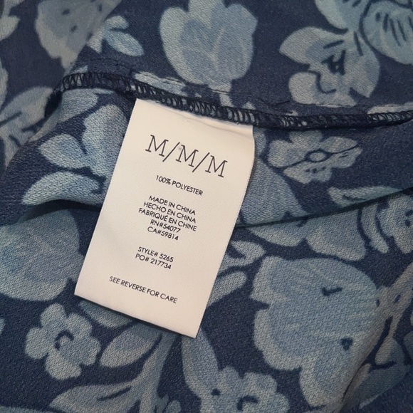 Cabi Style 5265 Blue Floral Cap Sleeve Drawstring Waist Dress Size Medium - Picture 6 of 7